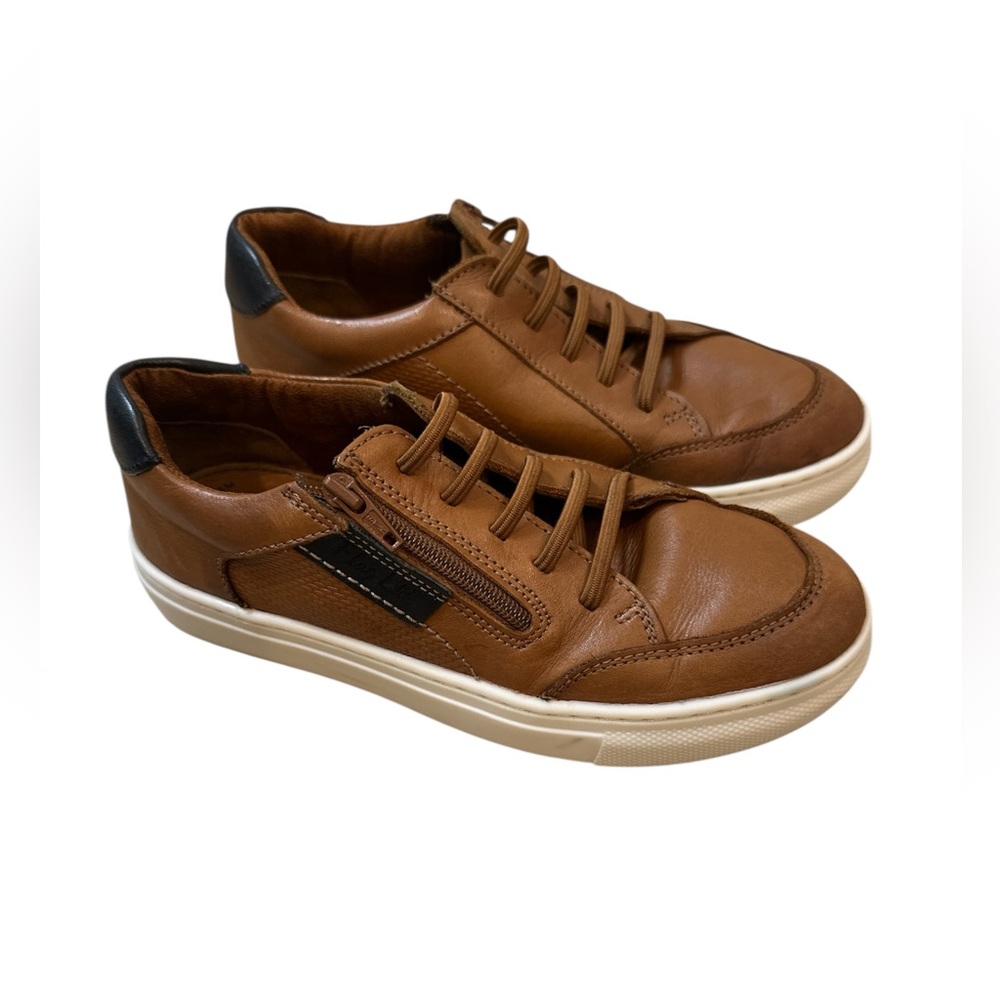 Boys Brown Leather Sneakers
